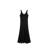 Hnewly Summer Retro French Fashion Even Party Black Midi Dresses Casual V-Neck Y2k Sexy Strap Dresses Korean Fashion Clothing